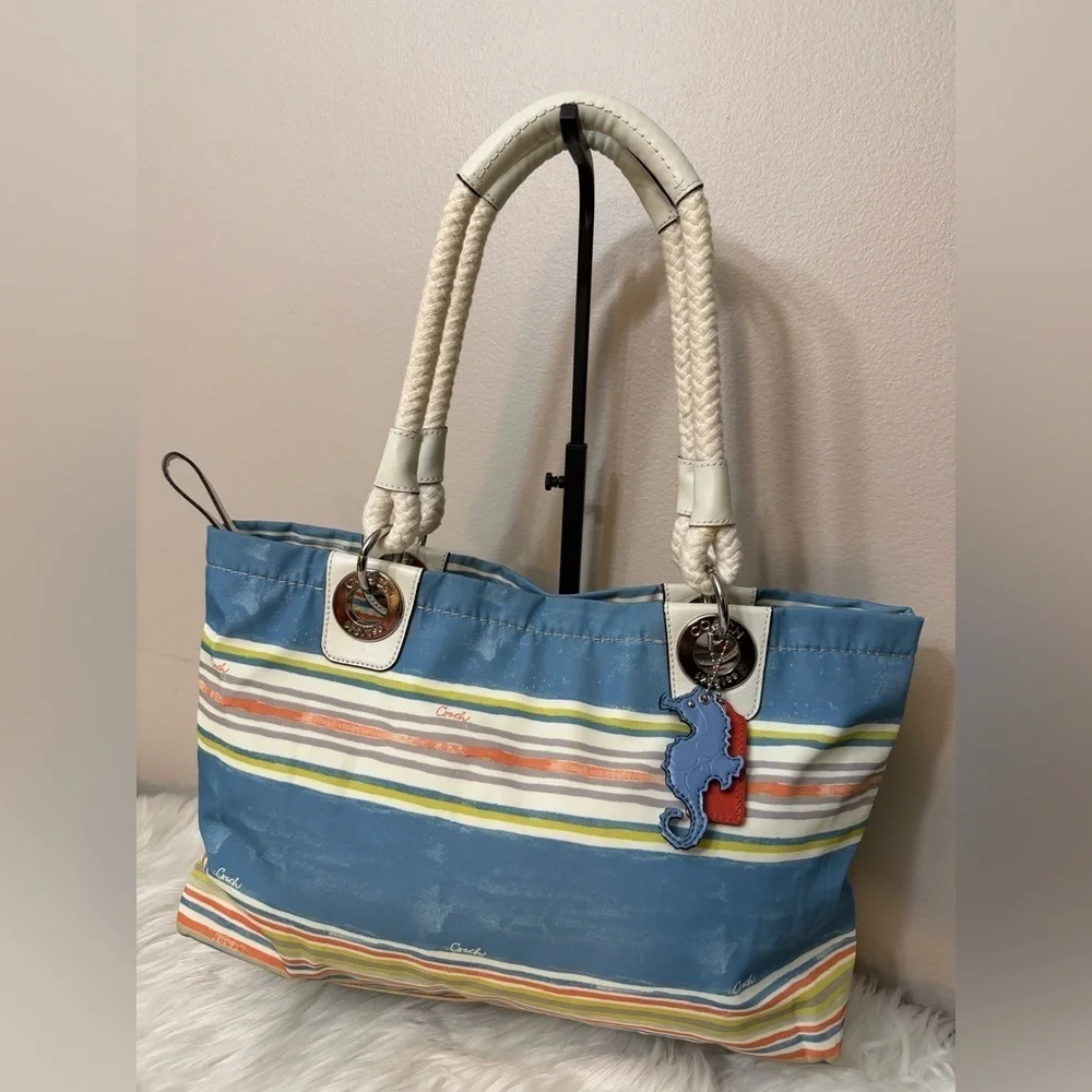 Coach Multicolor Striped Tote Bag